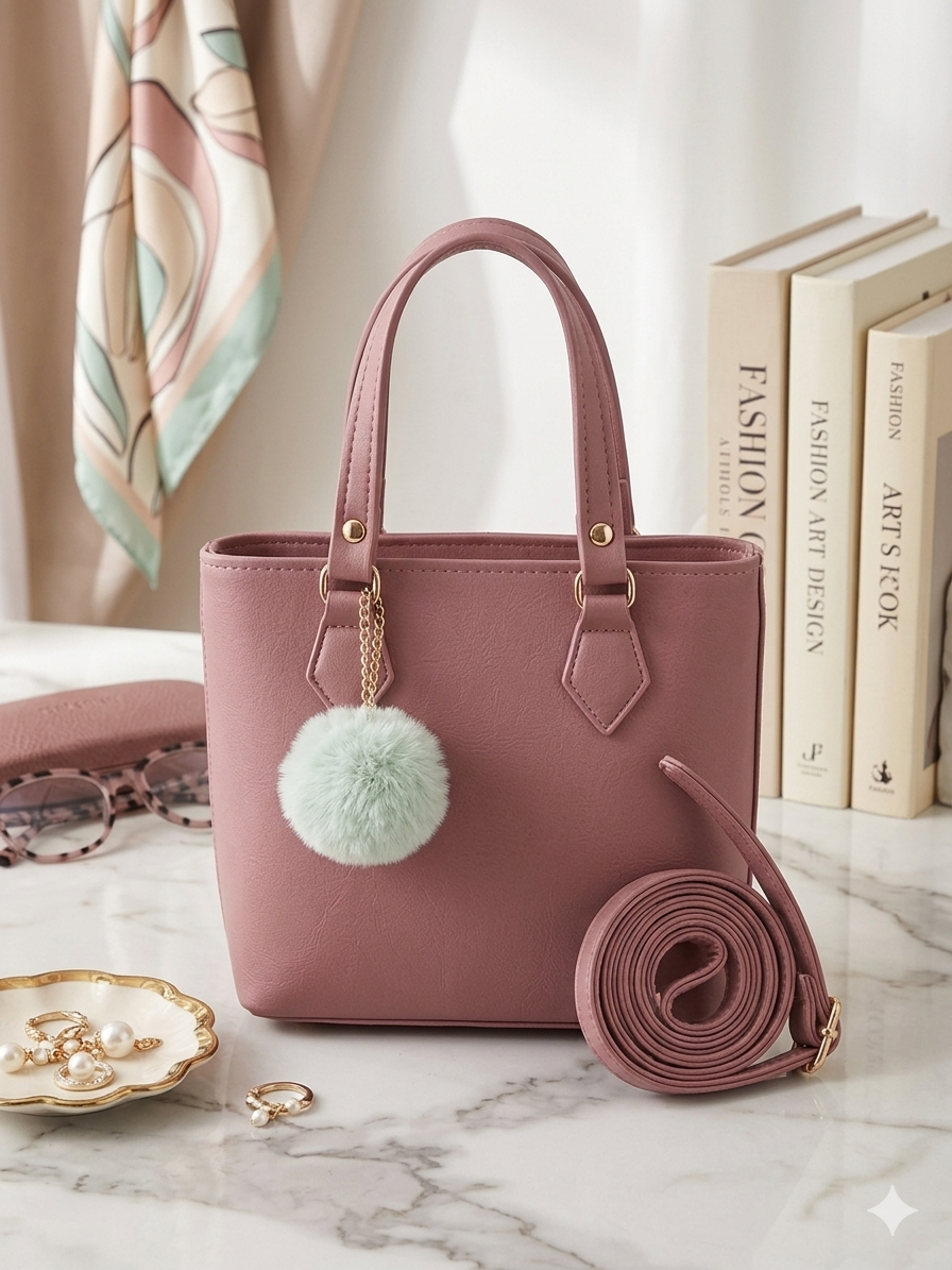 Dusty Rose Top-Handle Satchel Bag