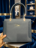 Grey Top-Handle Structured Handbag