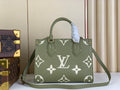 Two-Tone Monogram Print Tote Bag in Khaki Creme