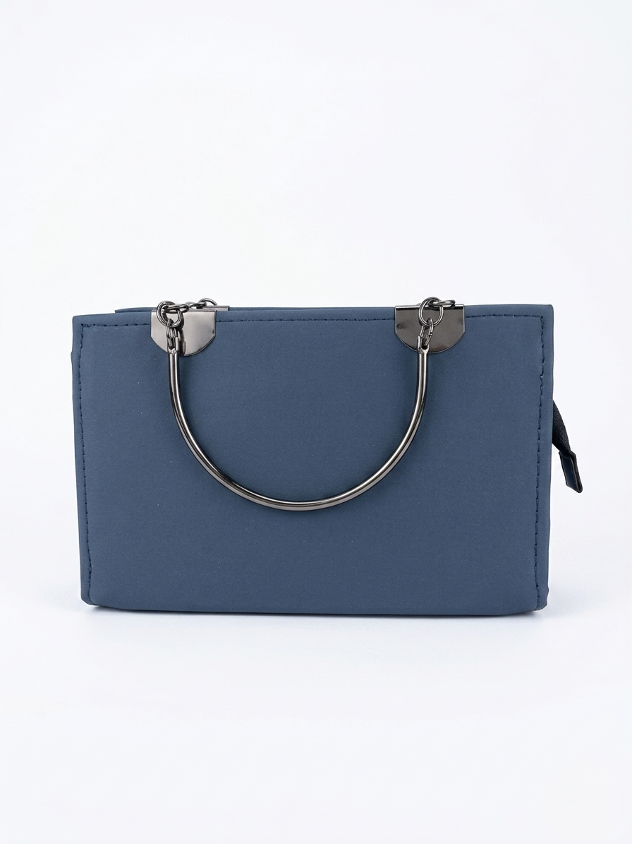 Midnight Navy "Moschino" Structured Satchel