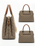 Monogram Print Structured Tote Bag
